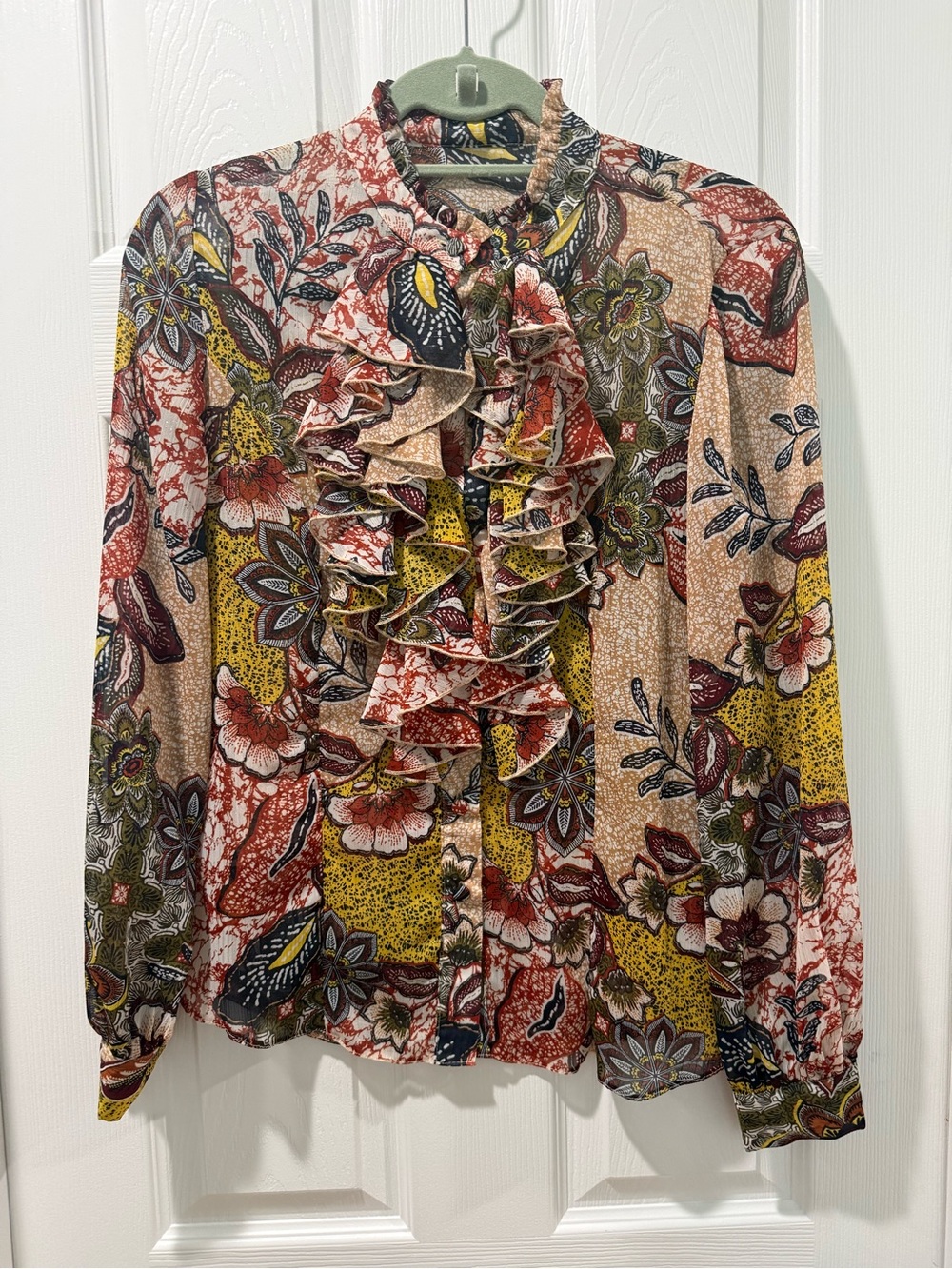 Ruffled Floral Print Blouse Made in London - Multicolor - Picture 2 of 3